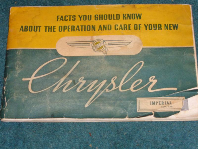 1938 chrysler imperial owner's manual / owner's guide / original c-19 book!!!
