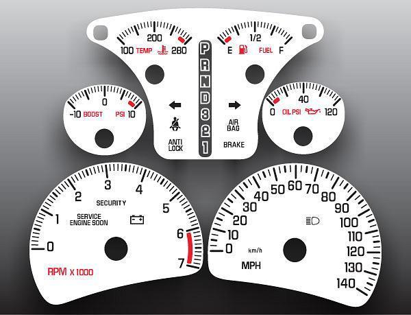 2000-2005 pontiac bonneville ssei instrument cluster white face gauges