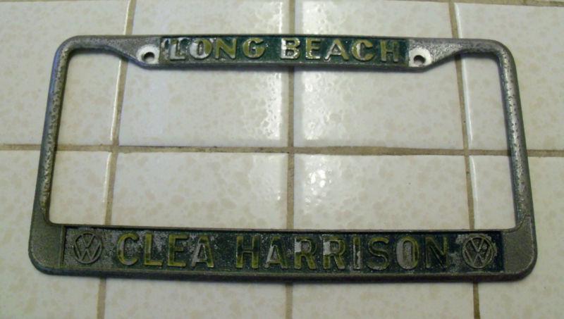  long beach, california vw volkswagen vintage metal license plate frame