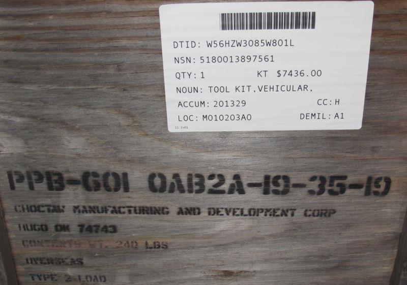 Military m998 hmmwv truck special tool kit differential & pinon bearing snap-on