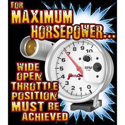T-shirt for max horsepower wide open throttle position must be achieved black lg