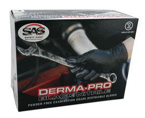 Sas derma-pro black nitrile gloves- medium 66532