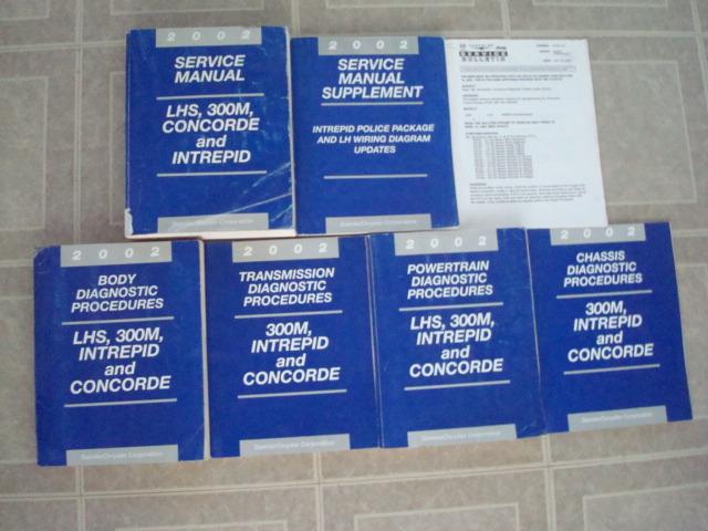 2002 chrysler/dodge 300m/intrepid/concorde service work shop repair manual books