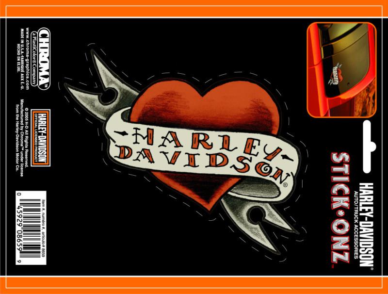 Harley-davidson heart tattoo and banner car decals / vinyl stickers - fits all