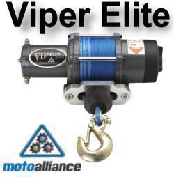 Viper elite 3500lb atv winch blue amsteel-blue synthetic rope motoalliance