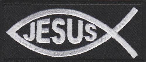 Jesus fish jesus  motorcycle vest patch  christian biker