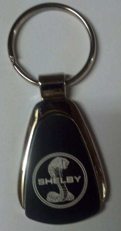 Shelby teardrop silver color with black inlay   keychain 