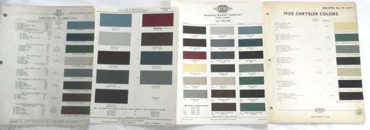 1950 chrysler acme and ppg r-m dupont   color paint chip chart all models 