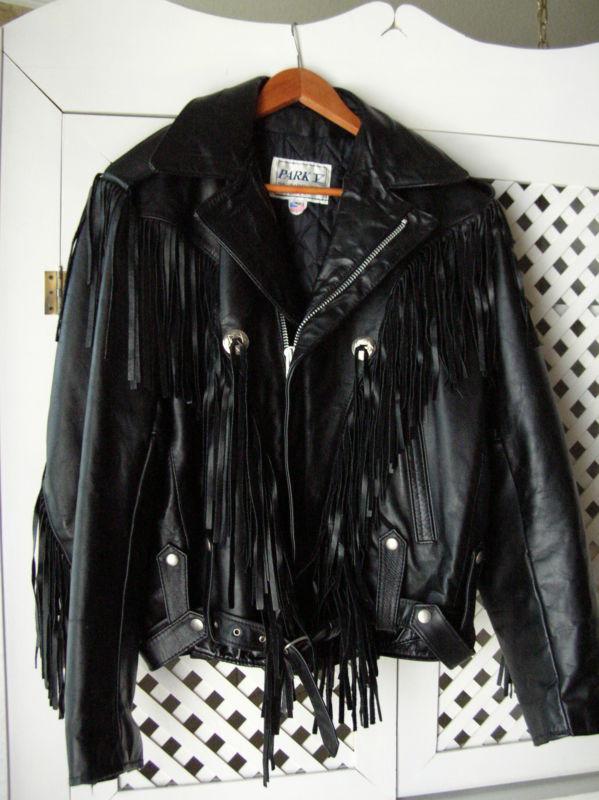 Vintage motorcycle leather jacket w/fringe free shipping