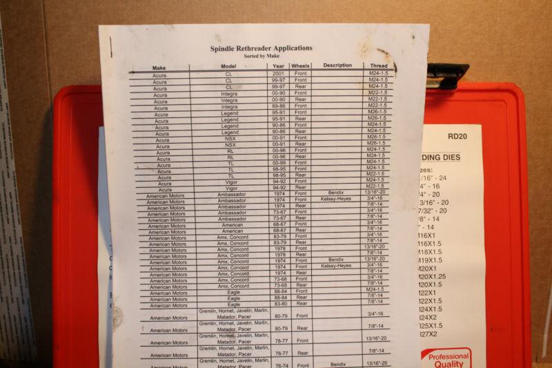 Purchase SNAP ON 20 PC MASTER SPINDLE RETHREAD KIT in Davison, Michigan