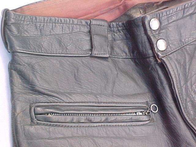 Incredible authentic vintage 1940's black leather motorcycle pants sz 32 x 30 