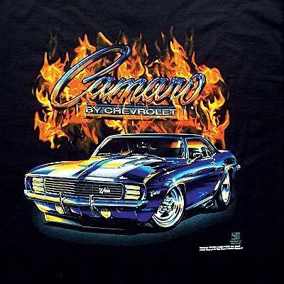 Ghh t-shirt short sleeve cotton muscle car 69 camaro black men's large ea