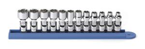 Gearwrench 80311 12 piece 1/4 flex 6 point metric socket set