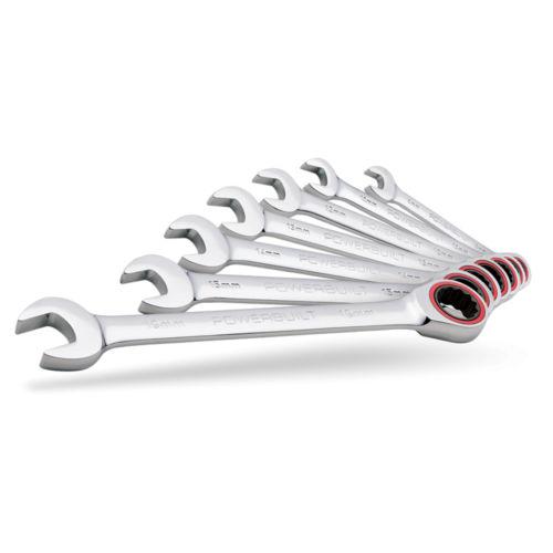 Powerbuilt® 7 pc metric ratchet combination wrench set - 640991
