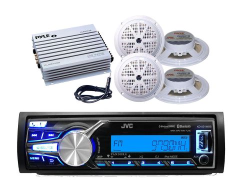 Kdx31mbs marine usb aux input bluetooth radio,400w amp, 4 white speakers,antenna