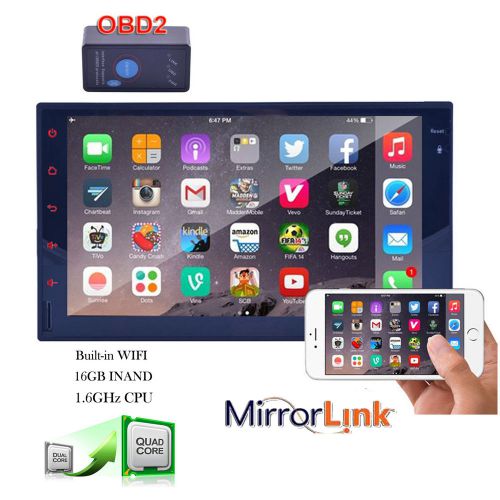Obd+gps navi android 7" quad core car stereo radio mp3 ipod wifi mirror link bt