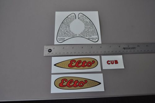 Antique elto cub water slide decals  outboard boat motor (1939-1941) fox grips