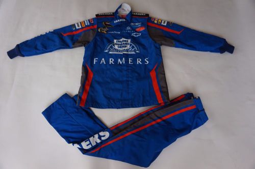 Nascar pit crew suit team simpson farmers insurance blue jacket pants fit medium