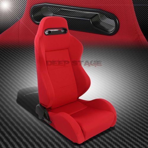 Pair type-r red reclinable sports style racing seats+mounting sliders right side