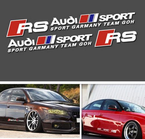 2pcs white audi sport rs 27.5" car side waist line reflect light sticker decals