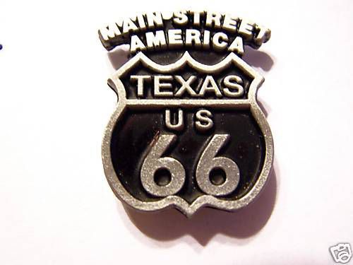 #2053 motorcycle vest pin route 66 texas
