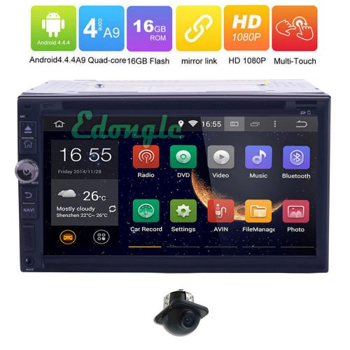 Android 4.4.4 kitkat 2din 7" car stereo gps radio quad-core 1080p capacitive 3g