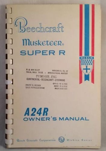 1970 beechcraft musketeer super r a24r owner&#039;s manual airplane stamped tulsair