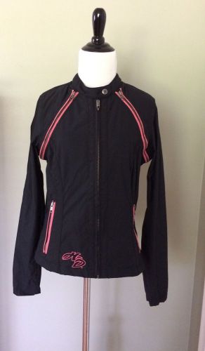Harley-davidson nylon functional jacket zip off sleeves,pink/black, sz sm, euc