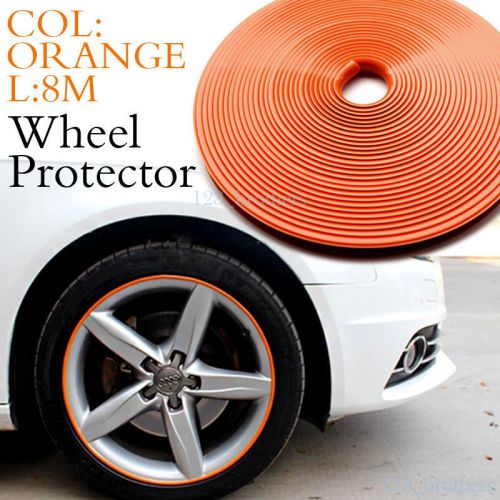 Bid! orange wheel rim protector cartire guard line rubber moulding 8m 22&#034; rims