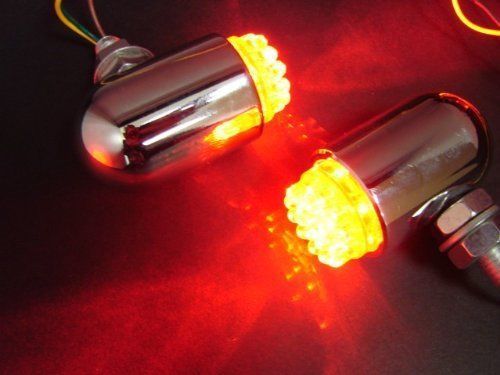 Universal fit motorcycle chrome 2x 24 led amber fog light lamp waterproof harley