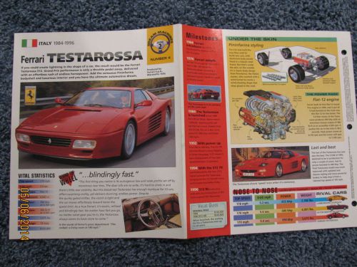 ★★ ferrari testarossa -  collector brochure -  specs info 1984 - 1996 ★★