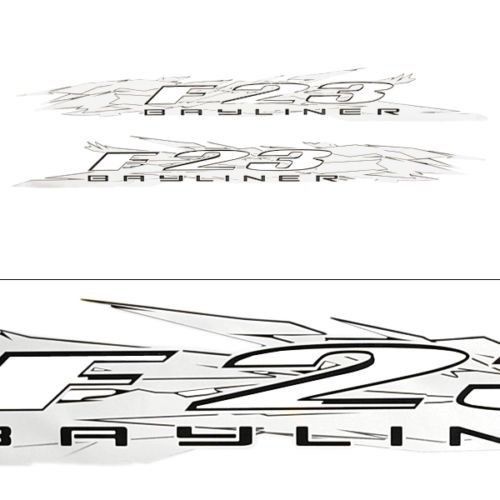 Bayliner f23 white / black 100 x 8 3/4 boat graphic decals (set of 2) 139116