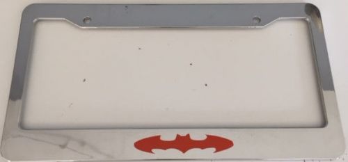 Batman classic style  - chrome with orange license plate frame - qty 2 - dark
