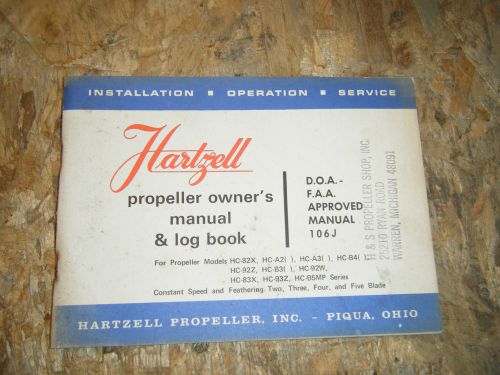 Hartzell propeller owner&#039;s manual &amp; log book hc-82x a2 a3 b4 92z b3 92w 83x 93z