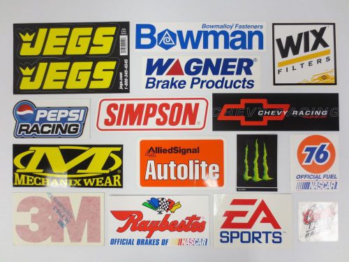 Lot car drag racing stickers decals, jegs, wagner, simpson, mechanix, 3m, pepsi