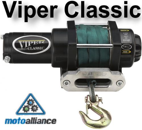 New viper classic 3000lb winch green amsteel-blue synthetic rope motoalliance