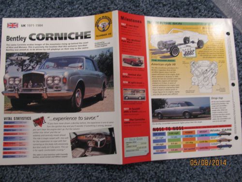 ★★ bentley corniche - collector brochure specs info - 1971 - 1984 ★★