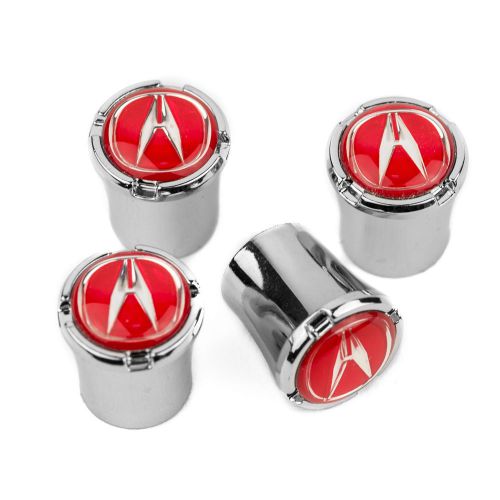 Acura red logo chrome tire valve stem caps usa made quality