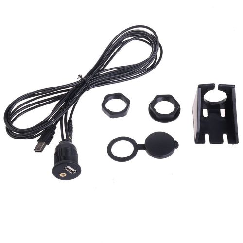 2m usb 2.0 &amp; 3.5 mm 1/8 car dashboard flush mount audio aux extension cable lead