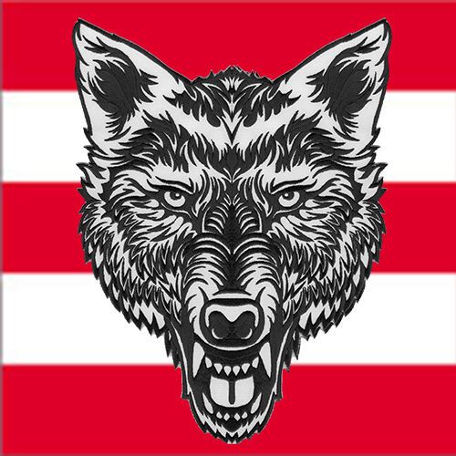 Large lone wolf head tattoo black-white embroidered iron-on patch jacket emblem