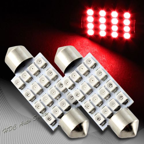 2x 41mm 16 smd red led festoon dome map glove box trunk replacement light bulb