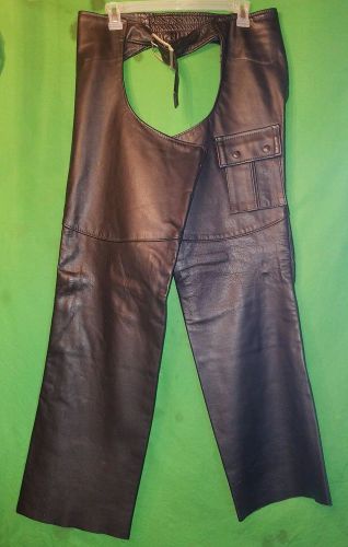 Brooks mens black leather motorcycle chaps size medium free shipping