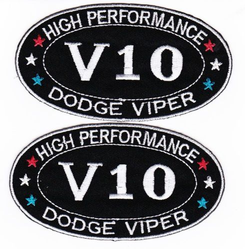 2 dodge viper v10 sew/iron on patch emblem badge embroidered hemi mopar car
