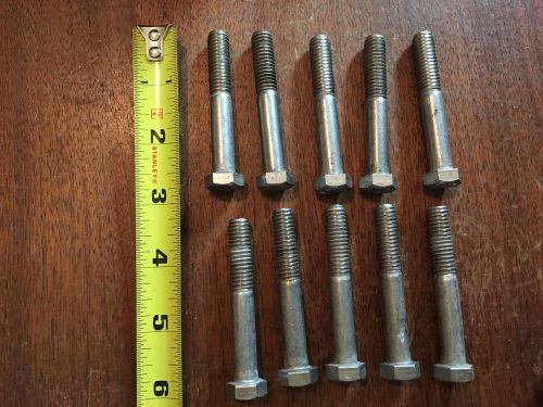 Lot of 10  f593c stainless steel bolts 3/8" - 16  x 2-1/2" long marine grade