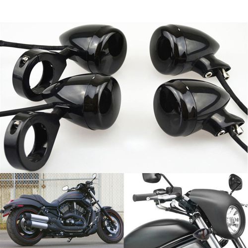 4pcs front rear motorcycle led turn signal light 40mm fork clamp 12v for harley