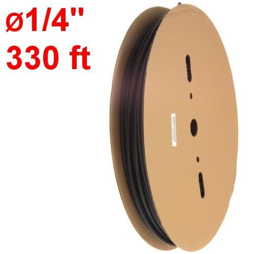 330 ft Ø1/4" heat shrink tubing wire wrap black polyolefin 2:1 shrink ratio