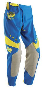 Thor prime fit squad 2016 mens mx/offroad pants blue/yellow/gray 34