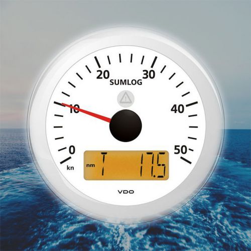 Vdo viewline sumlog speed gauge lcd marine boat 85mm 3" 50 kn white a2c59512408