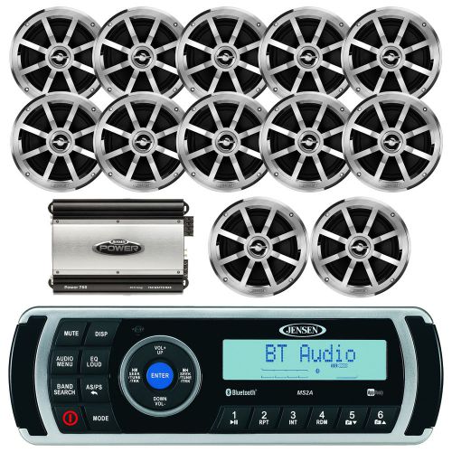 Jensen 760w boat amplifier, jensen 6.5&#034; speakers,bluetooth usb radio and antenna