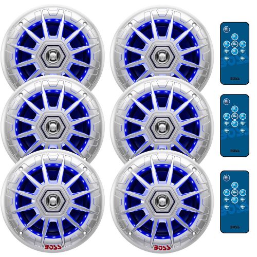 6 x new mrgb65s 6.5-inch 2 way 200 watt marine multi color led speakers w/remote